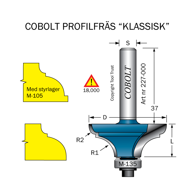 Kantprofilfräs R=9.5 L=16 F=12.5 - 2