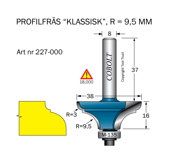 Kantprofilfräs R=9.5 L=16 F=12.5 - 3