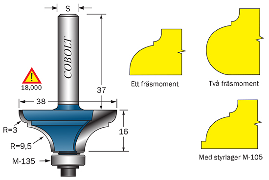 Kantprofilfräs R=9.5 L=16 F=12.5