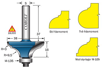 Kantprofilfräs R=9.5 L=16 F=12.5