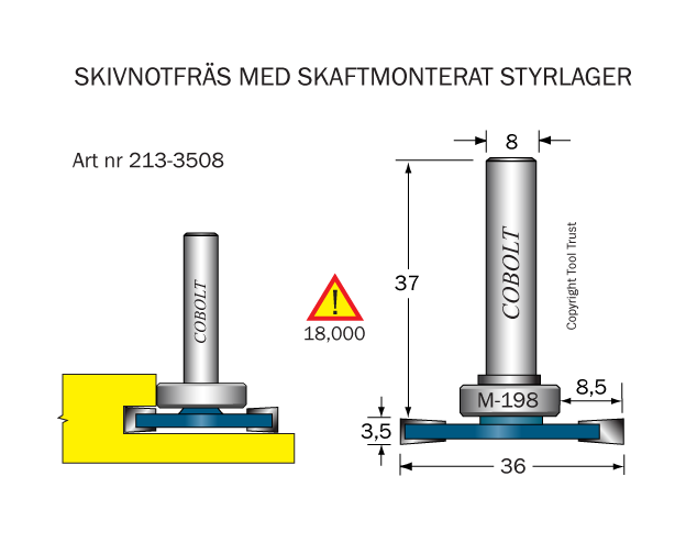 Skivnotfräs L=3.5 F=8.5 D=36 S=8 - 2