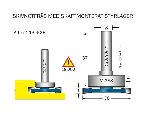 Skivnotfräs L=4 F=4 D=36 S=8 - 2