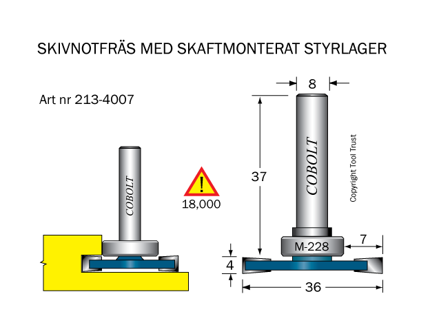 Skivnotfräs L=4 F=7 D=36 S=8 - 2