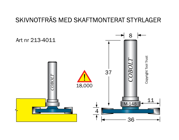 Skivnotfräs L=4 F=11 D=36 S=8 - 2