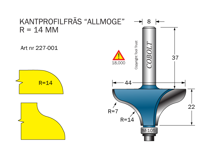 Kantprofilfräs "Allmoge" R=14 L=22 F=17 - 2