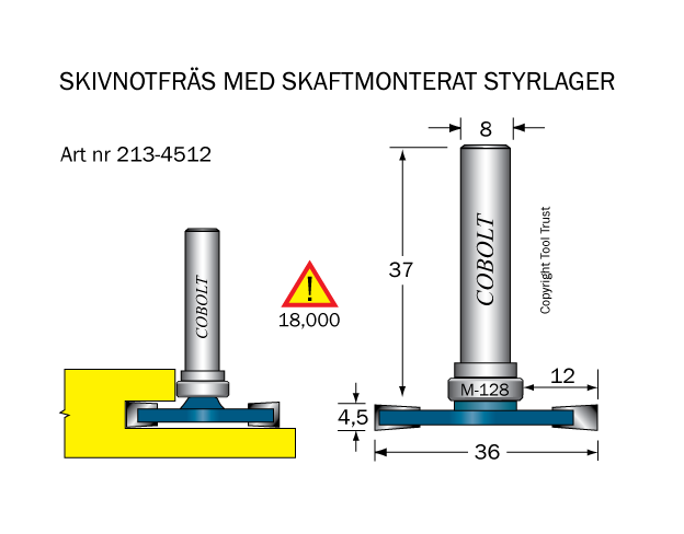 Skivnotfräs L=4.5 F=12 D=36 S=8 - 2