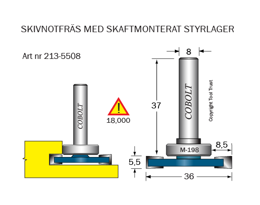 Skivnotfräs L=5.5 F=8.5 D=36 S=8 - 2