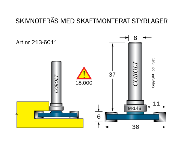 Skivnotfräs L=6 F=11 D=36 S=8 - 2