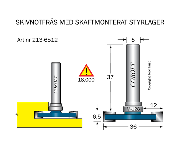 Skivnotfräs L=6.5 F=12 D=36 S=8 - 2