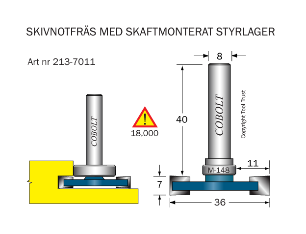 Skivnotfräs L=7 F=11 D=36 S=8 - 2