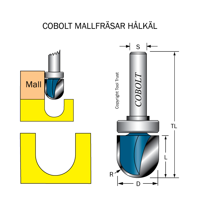 Mallfräs hålkäl R=10 D=20 L=20 TL=58 S=8