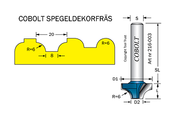 Dekorfräs D=20, R=6, L=10