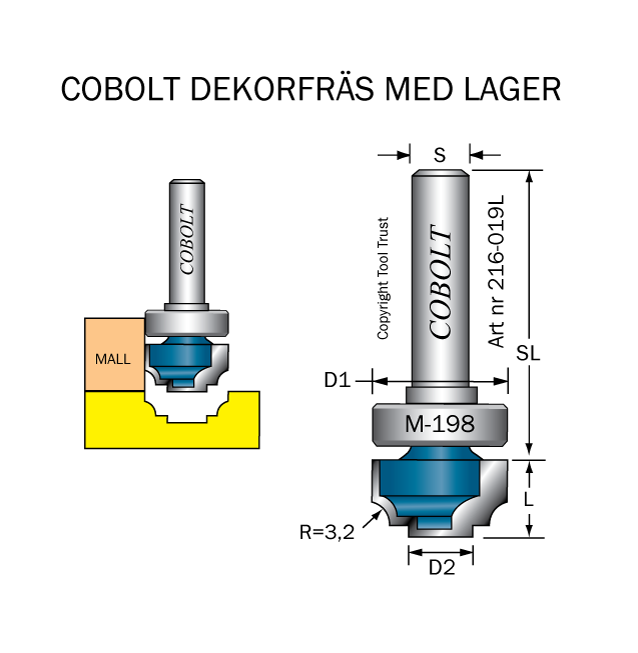 Mallfräs dekor D1=19