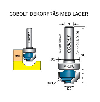 Mallfräs dekor D1=19