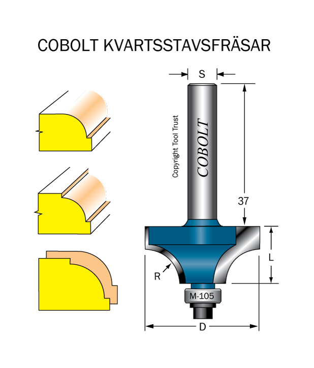 Kvartsstavfräs R=4 D=21 L=9.5 S=8