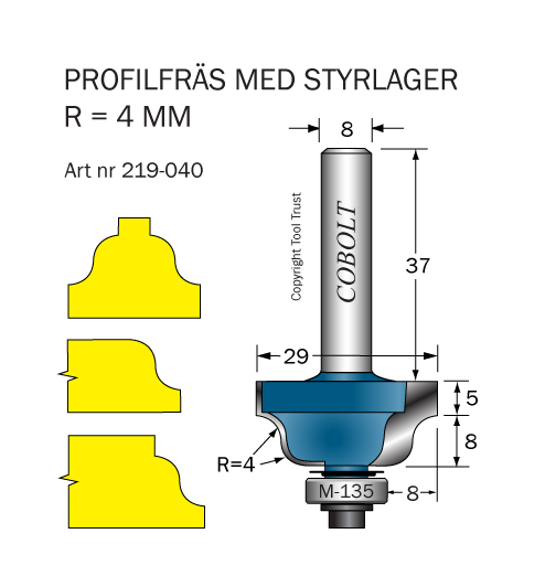 Profilfräs dubbelradie R=4 L=13 F=8