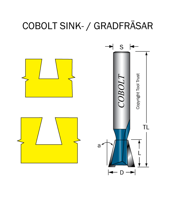 Sinkfräs 14° D=16/17.6 L=16 TL=57 S=8
