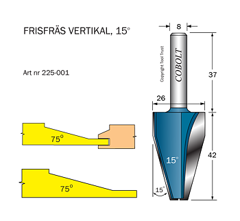 Frisfräs 15° D=26 L=42 S=8