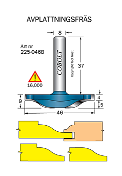 Frisfräs D=46 R=12.7 L=9 S=8