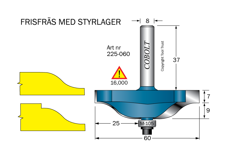 Frisfräs D=60 F=25 L=17 S=8