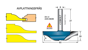 Frisfräs D=60 R=17 L=16 S=8