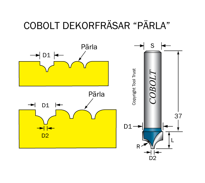 Dekorfräs Pärla R=6 D=14 S=8