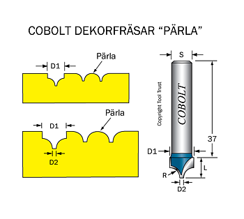 Dekorfräs Pärla R=4 D=9.5 S=8