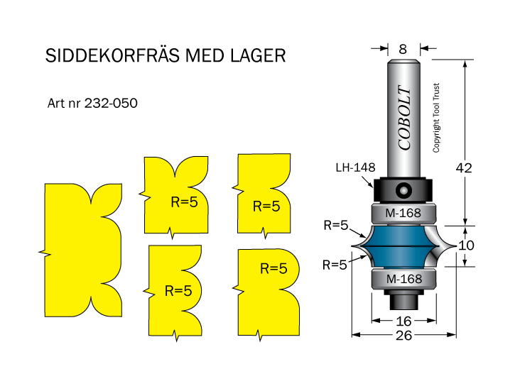 Siddekorfräs R=5mm