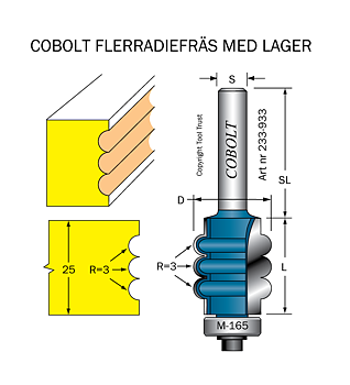 Flerradiefräs hålkäl, R=3mm