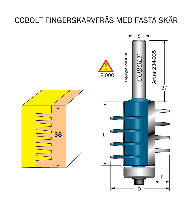 Fingerskarvfräs L=38, D=35