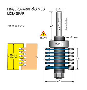 Fingerskarvfräs L=32 D=40 S=8