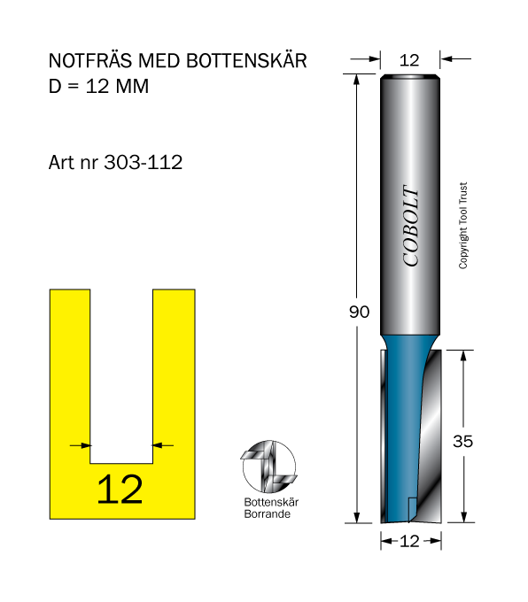 Notfräs D=12 L=35 TL=90 S=12 - 2