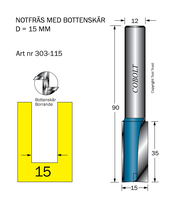 Notfräs D=15 L=35 TL=90 S=12 - 2