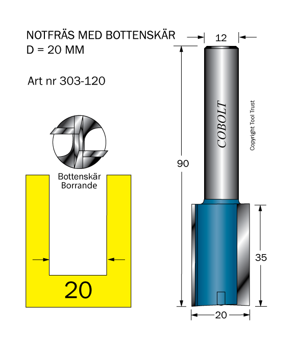 Notfräs D=20 L=35 TL=90 S=12 - 2