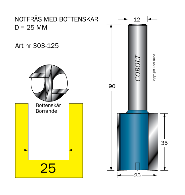 Notfräs D=25 L=35 TL=90 S=12 - 2