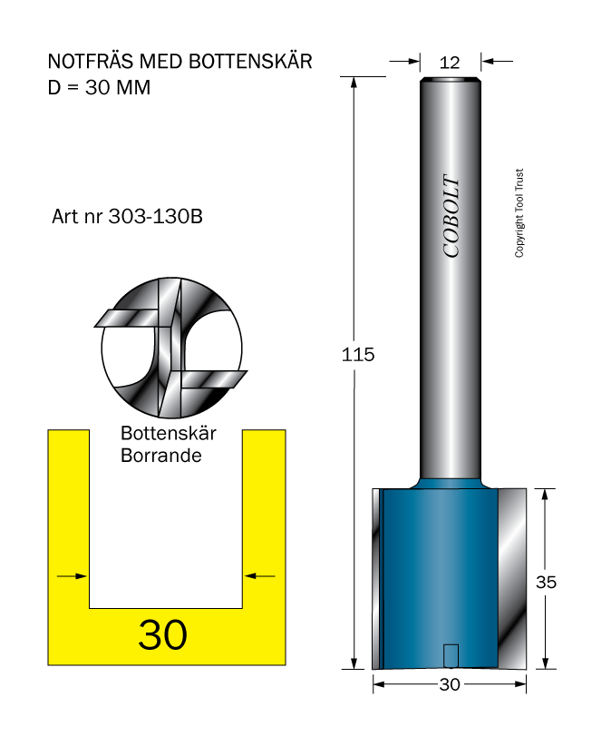 Notfräs D=30 L=35 TL=115 S=12 - 2