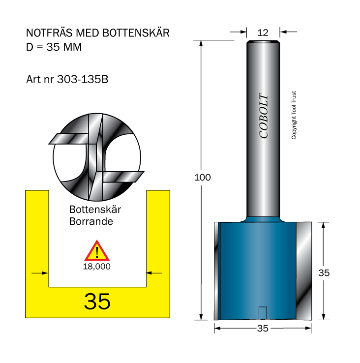 Notfräs D=35 L=35 TL=100 S=12 - 2