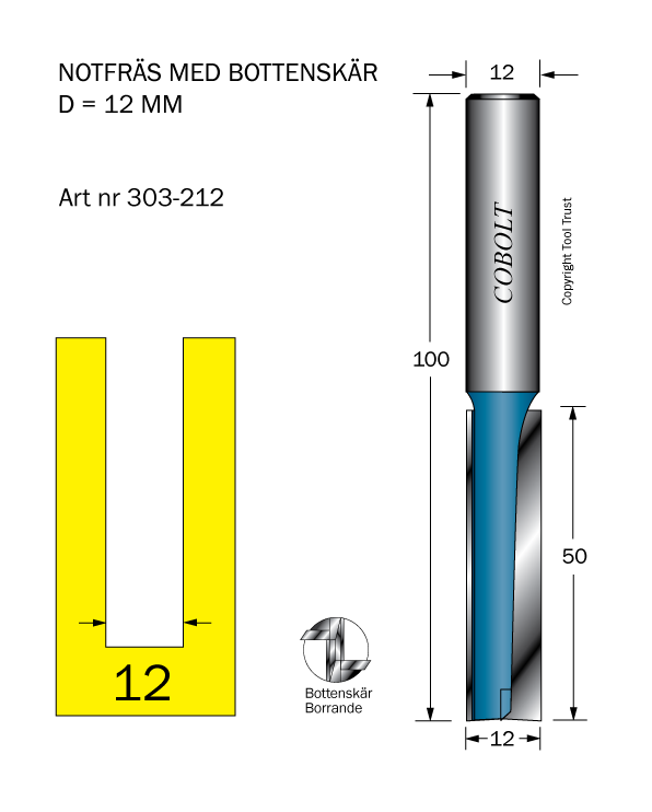 Notfräs D=12 L=50 TL=100 S=12 - 2