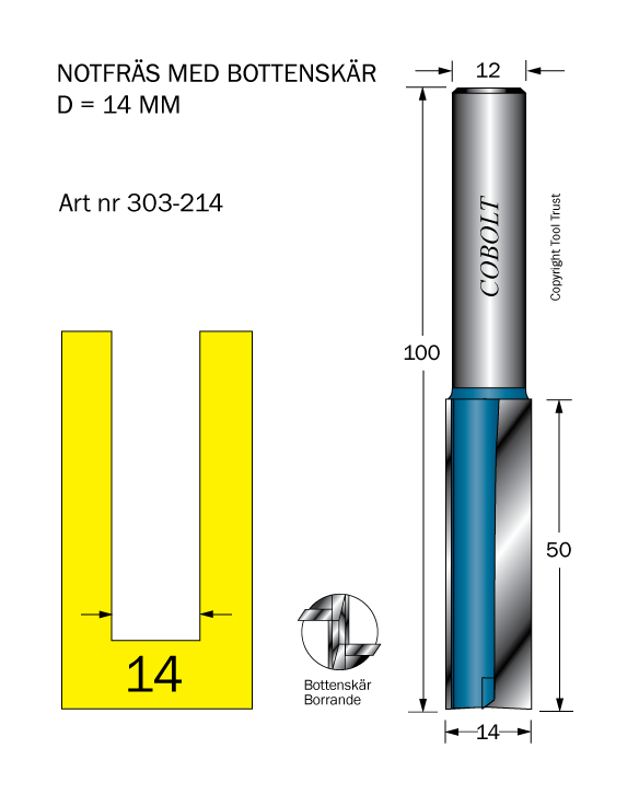 Notfräs D=14 L=50 TL=100 S=12 - 2
