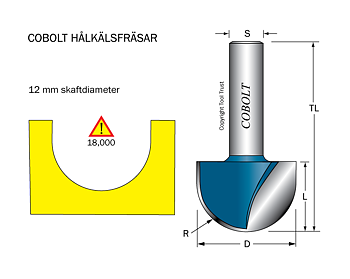 Hålkälsfräs R=17.5 D=35 L=25 TL=67 S=12