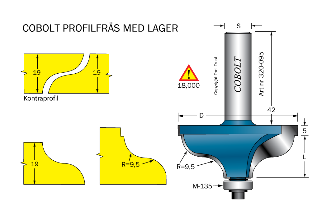 Kantprofilfräs R=9,5, L=19