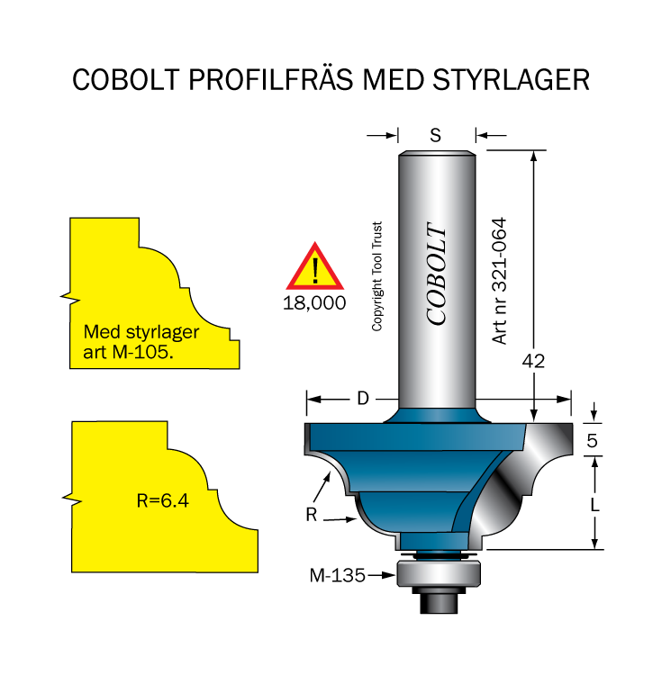 Profilfräs R=6,4 / L=15 / D=42