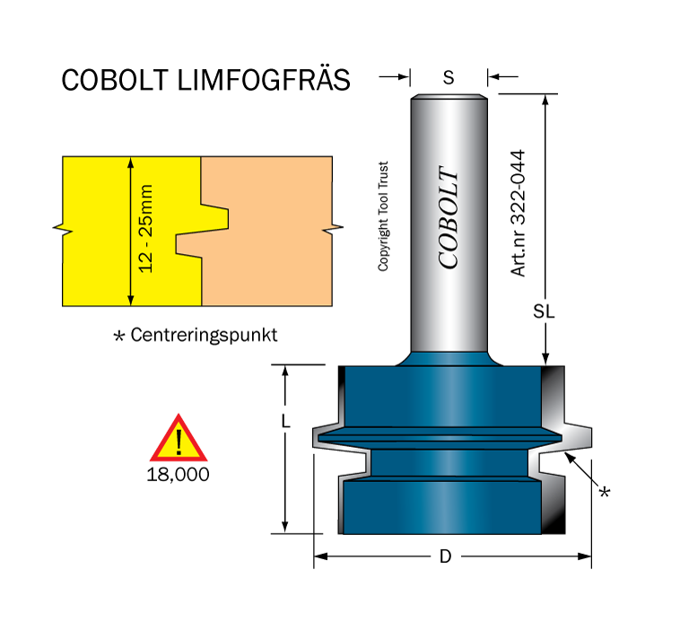 Limfogfräs D=44, L=26, S=12