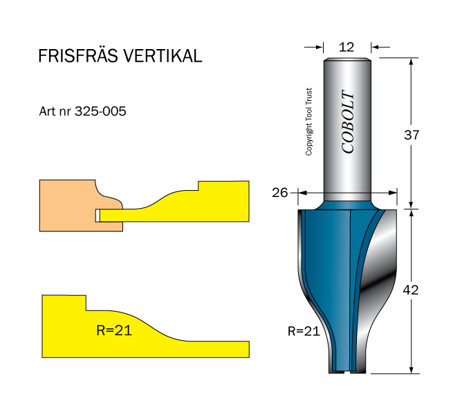Frisfräs D=26, L=42, S=12
