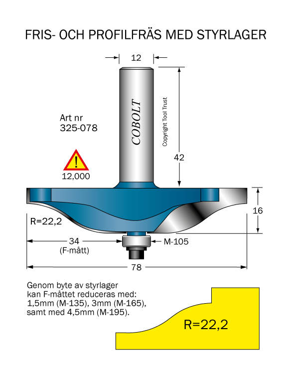 Frisfräs R=22.2 D=78 L=16 S=12