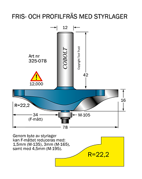 Frisfräs R=22.2 D=78 L=16 S=12