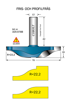 Frisfräs R=22.2 D=78 L=16 S=12