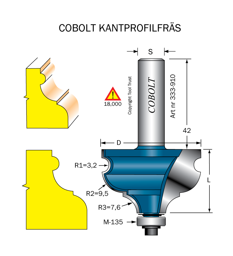 Profilfräs D=45, L=33, S=12
