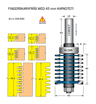 Fingerskarvfräs L=40 D=40 S=12