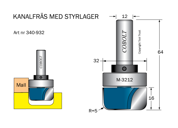 Kanal/Skålfräs D=32, R=5